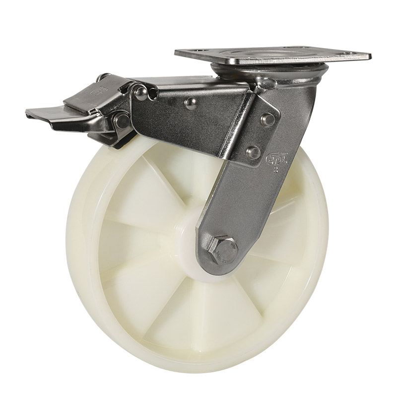 EDL Stainless Steel Heavy 8'' 450kg Plate Dual Brake TPA Caster S75728L-S758-25