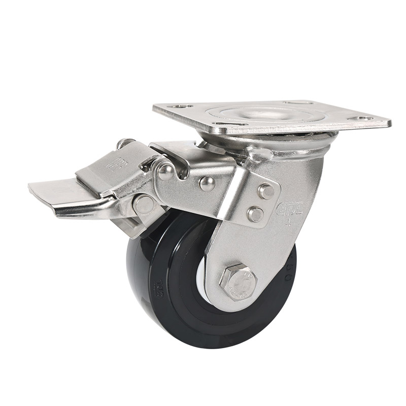 EDL Stainless Steel Heavy 4'' 320kg Plate Dual Brake PU Caster S75724L-S754-65