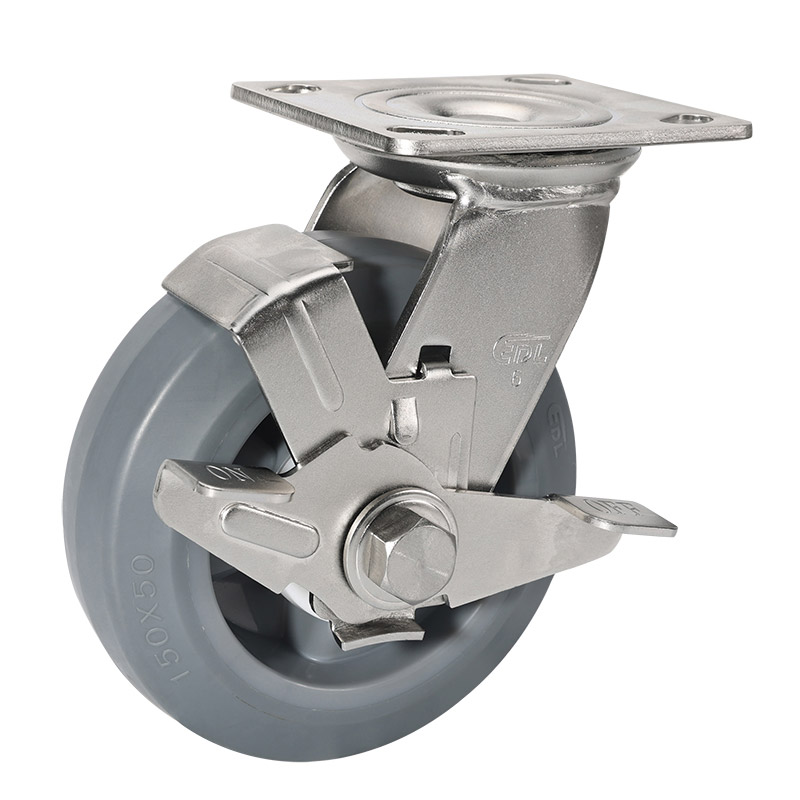 EDL Stainless Steel Heavy 6'' 350kg Plate Side Brake TPE Caster S75726C-S756-55/C