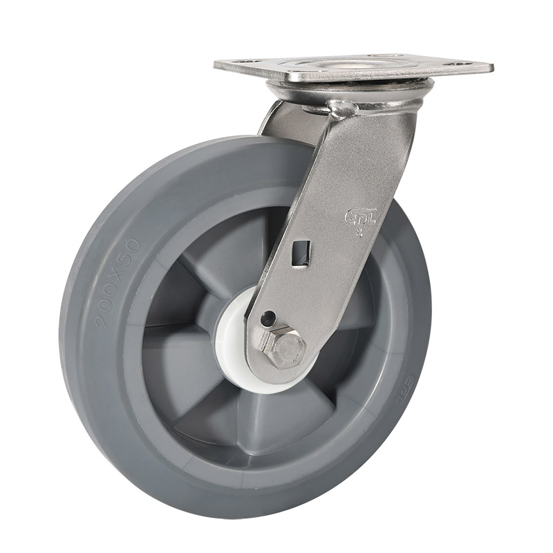 EDL Stainless Steel Heavy 8'' 400kg Plate Swivel TPE Caster S75718-S758-55