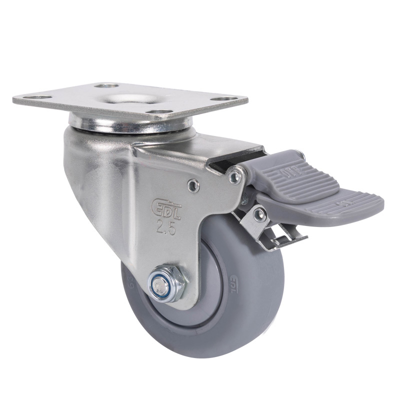 EDL Light 2.5" 70kg Plate Plastic Dual Brake TPE Caster 371225H-3725-57
