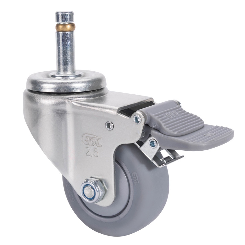 EDL Light 2.5" 70kg Stem Plastic Dual Brake TPE Caster 371625H-3725-57