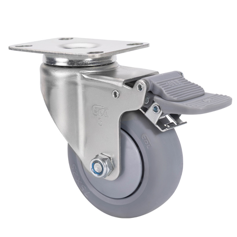 EDL Light 3" 70kg Plate Plastic Dual Brake TPE Caster 37123H-373-57