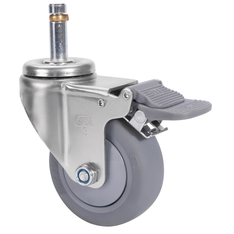 EDL Light 3'' 70kg Stem Plastic Dual Brake TPE Caster 37163H-373-57