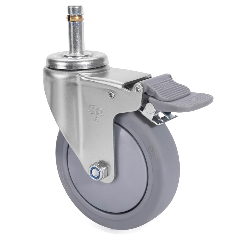 EDL Light 4'' 70kg Stem Plastic Dual Brake TPE Caster 37164H-374-57