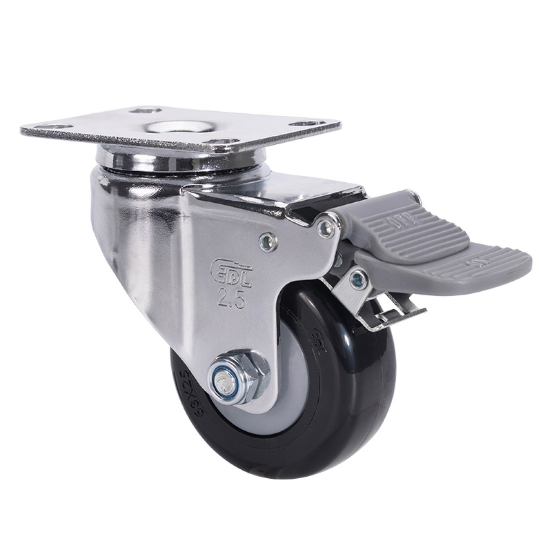 EDL Light 2.5'' 70kg Plate Plastic Dual Brake PU Caster 372225H-3725-67