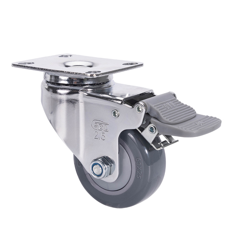 EDL Light 2.5'' 80kg Plate Plastic Dual Brake PU Caster 372225H-3725-77