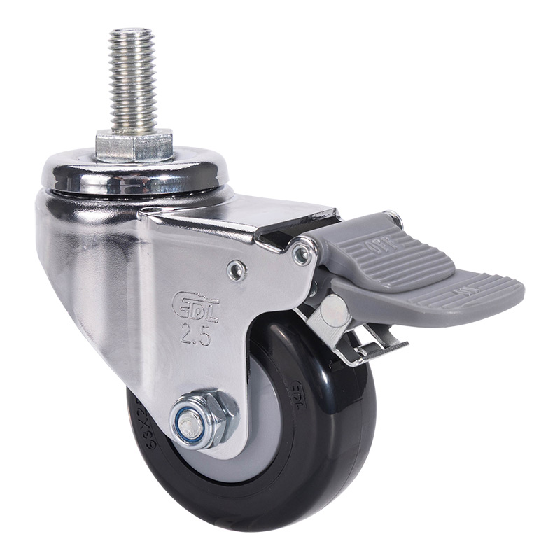 EDL Light 2.5'' 70kg Threaded Plastic Dual Brake PU Caster 372425H-3725-67