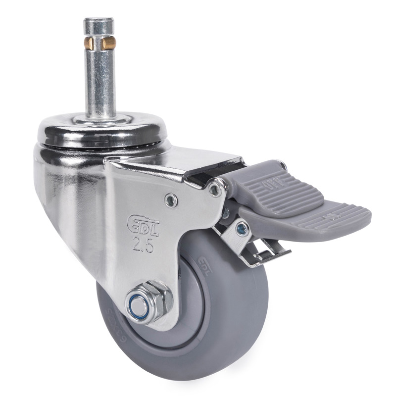 EDL Light 2.5'' 70kg Stem Plastic Dual Brake TPE Caster 372625H-3725-57
