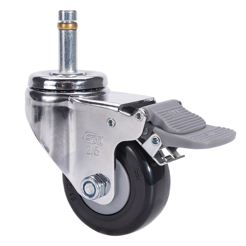 EDL Light 2.5'' 70kg Stem Plastic Dual Brake PU Caster 372625H-3725-67