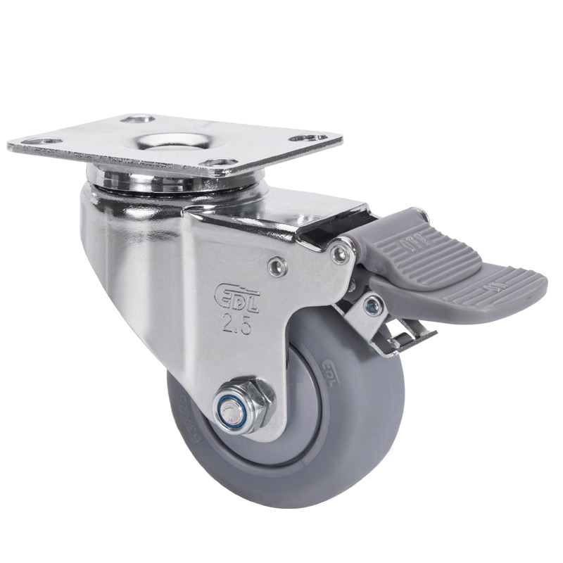 EDL Light 3'' 70kg Plate Plastic Dual Brake TPE Caster 37223H-373-57