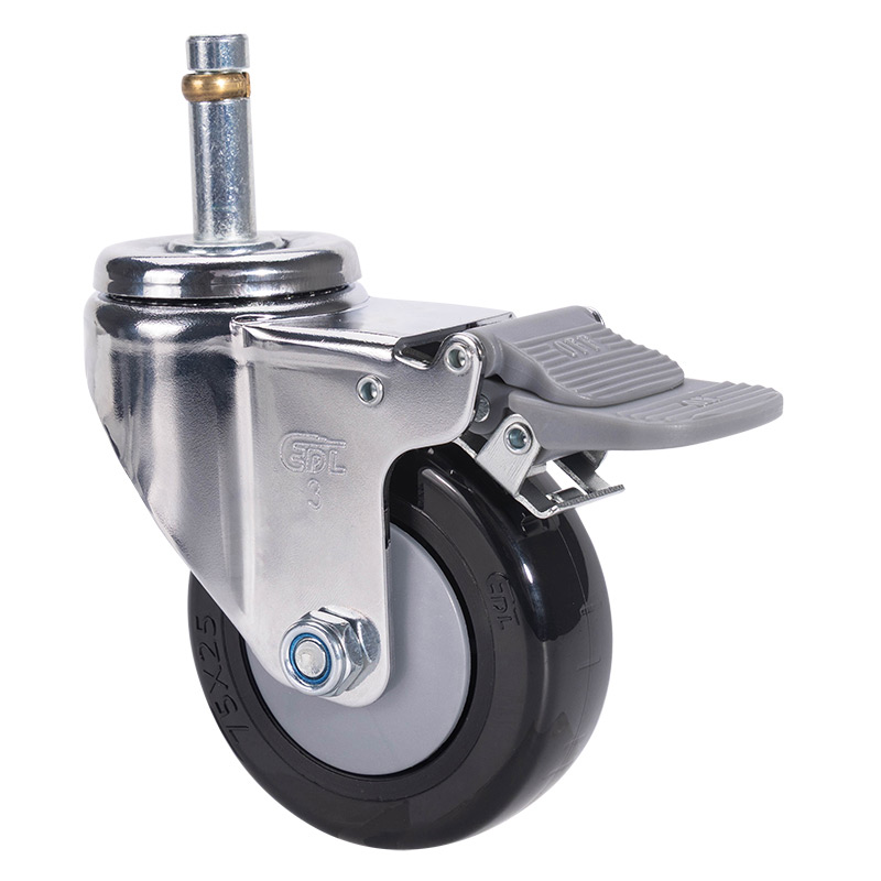 EDL Light 3'' 70kg Stem Plastic Dual Brake PU Caster 37263H-373-67