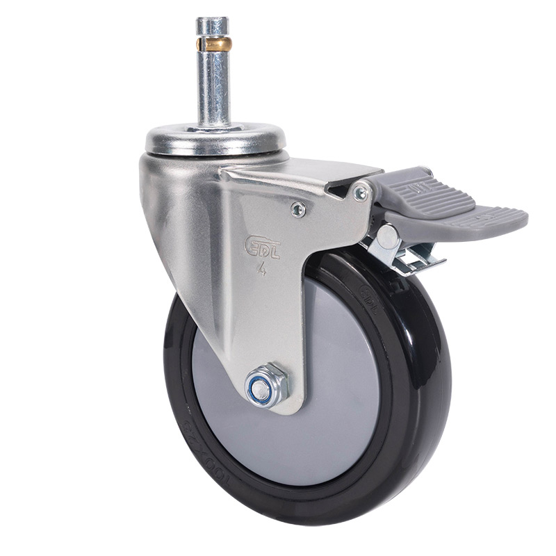 EDL Light 4'' 70kg Stem Plastic Dual Brake PU Caster 37164H-374-67