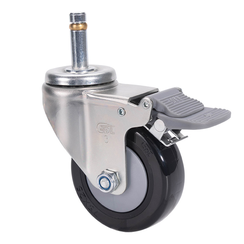 EDL Light 3'' 70kg Stem Plastic Dual Brake PU Caster 37163H-373-67