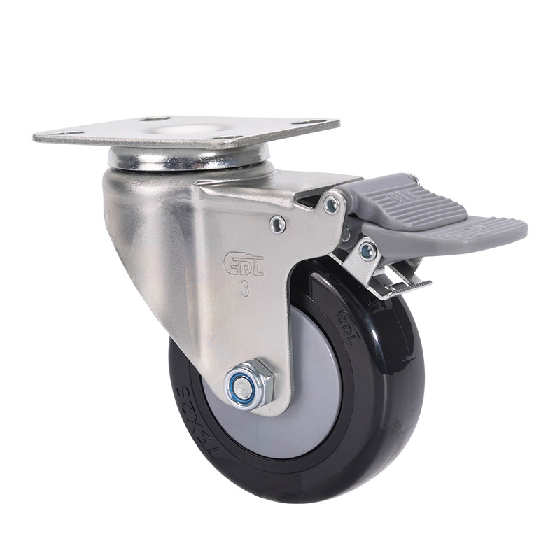 EDL Light 3" 70kg Plate Plastic Dual Brake PU Caster 37123H-373-67