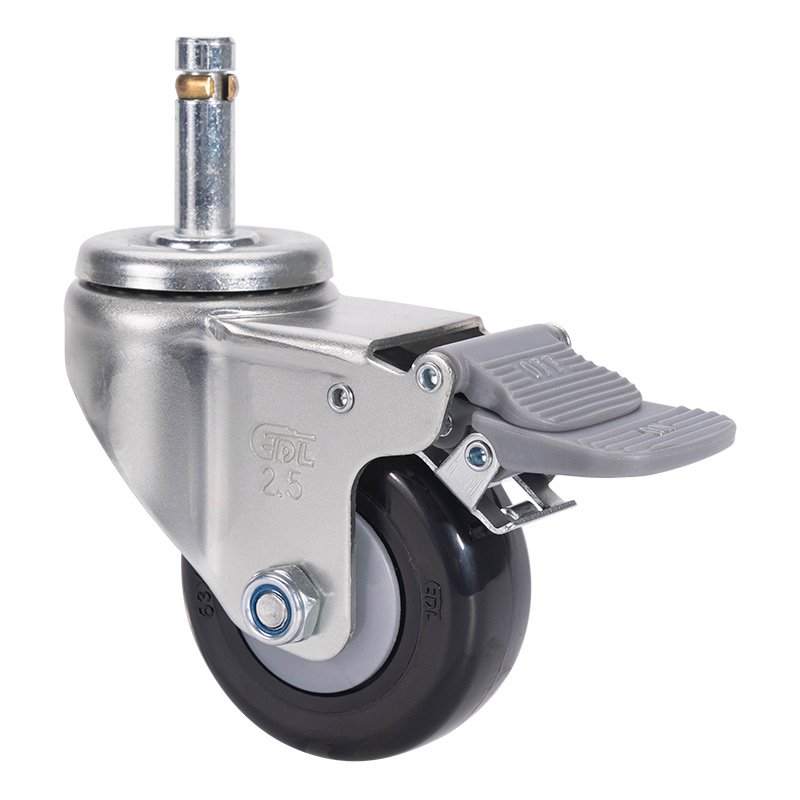 EDL Light 2.5'' 70kg Stem Plastic Dual Brake PU Caster 371625H-3725-67
