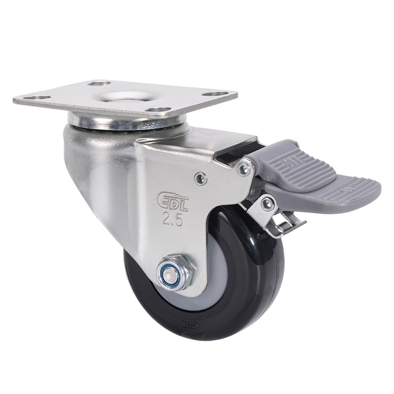 EDL Light 2.5" 70kg Plate Plastic Dual Brake PU Caster 371225H-3725-67