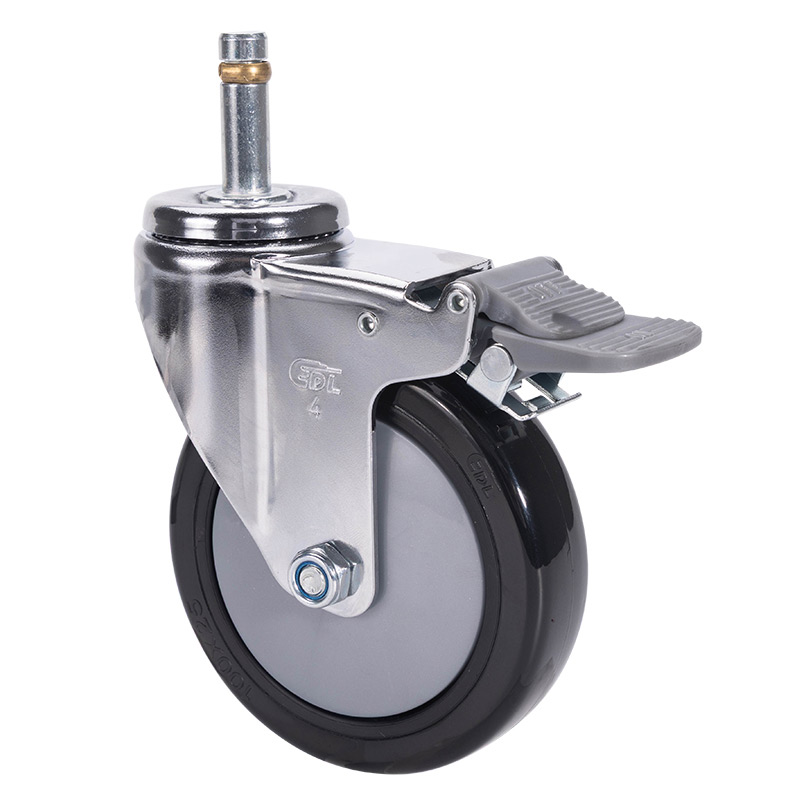 EDL Light 4'' 70kg Stem Plastic Dual Brake PU Caster 37264H-374-67