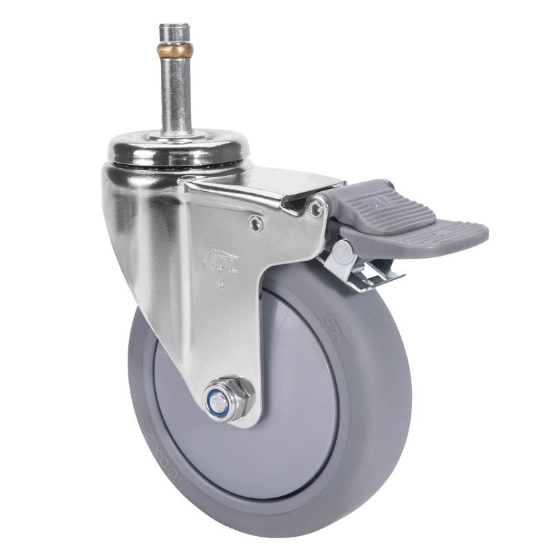 EDL Light 4'' 70kg Stem Plastic Dual Brake TPE Caster 37264H-374-57