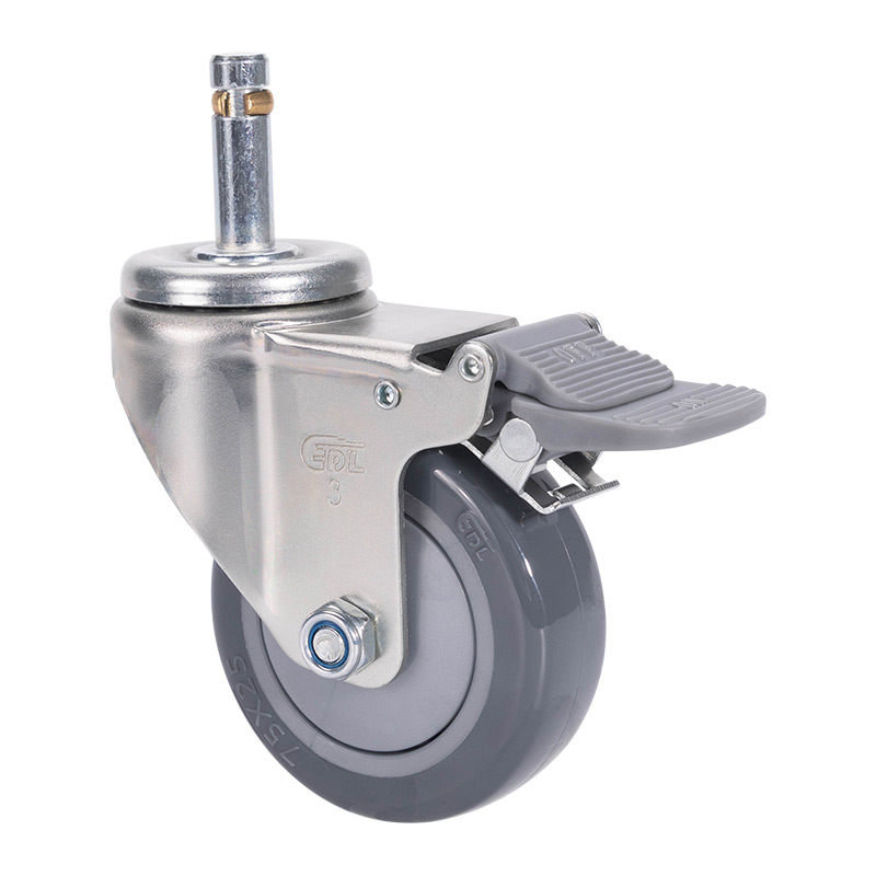 EDL Light 3'' 80kg Stem Plastic Dual Brake PU Caster 37163H-373-77
