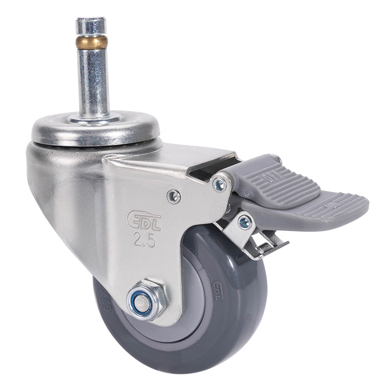 EDL Light 2.5'' 80kg Stem Plastic Dual Brake PU Caster 371625H-3725-77